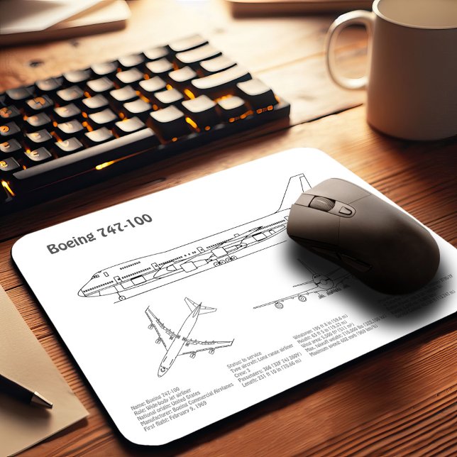 Mousepad Avião 747 - Planos de desenho do avião para projet (Criador carregado)