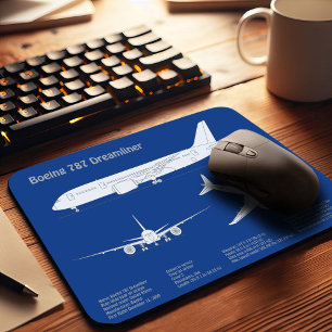 Mousepad Avião 787 - Plano de desenho do avião ABD