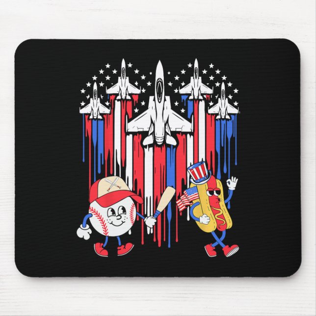 Mousepad Avião De Jato De Combatente Usa Bandeira Baseball  (Frente)