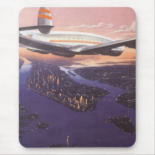 Mousepad Avião Vintage sobre o rio Hudson, Nova Iorque