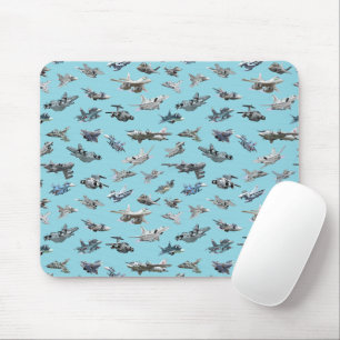 Mousepad Aviões militares de desenho animado com padrão uni