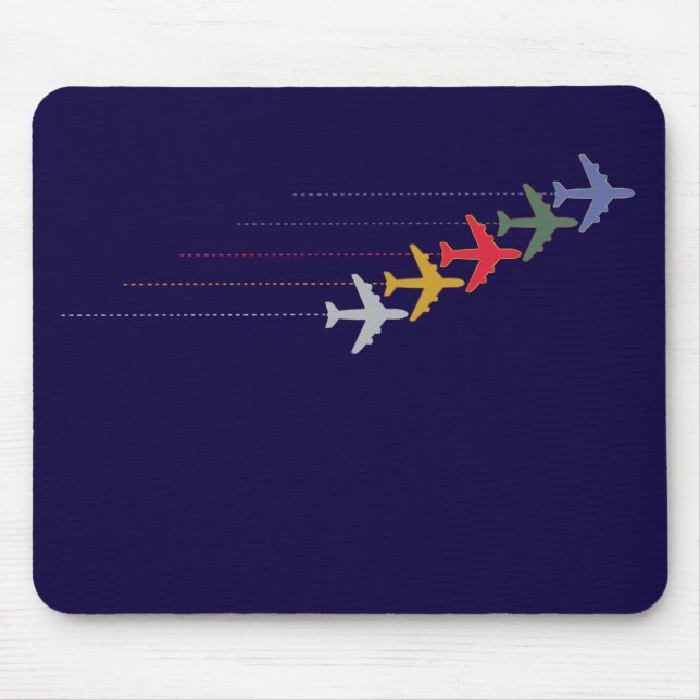 Mousepad aviões viagem coloridos (Frente)