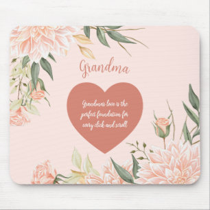 Mousepad Avó Avó Cotação Watercolor Pink Floral