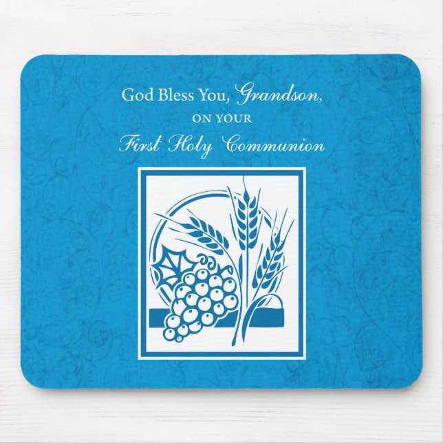 Mousepad Avô Primeiro Comunhão Azul, Trigo, Uvas (Frente)