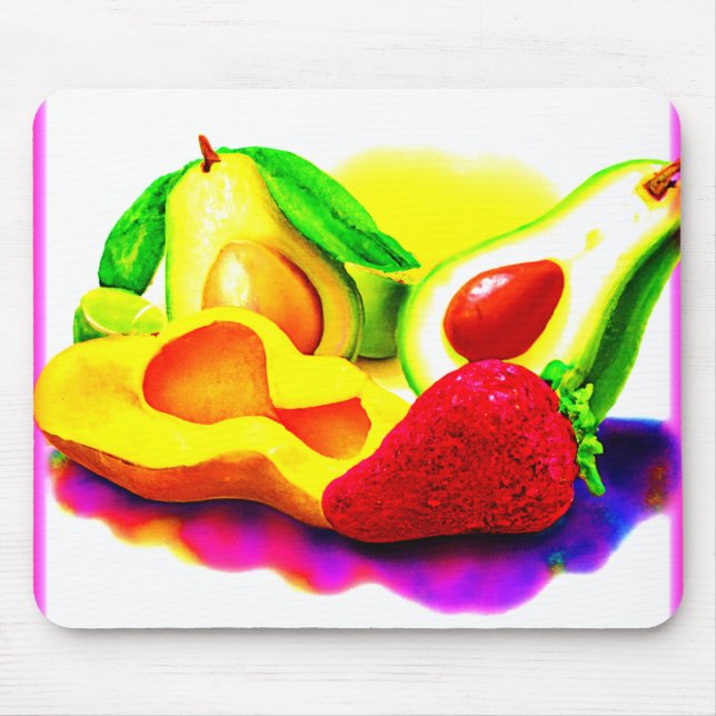 Mousepad Avocado tropical, morango e manga. Comprar Agora (Frente)