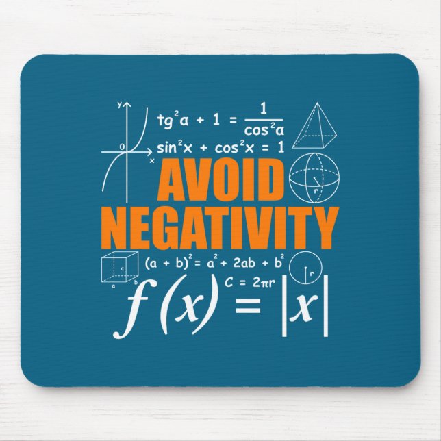 Mousepad Avoid Negativity Funny Math Mathematician Teacher  (Frente)