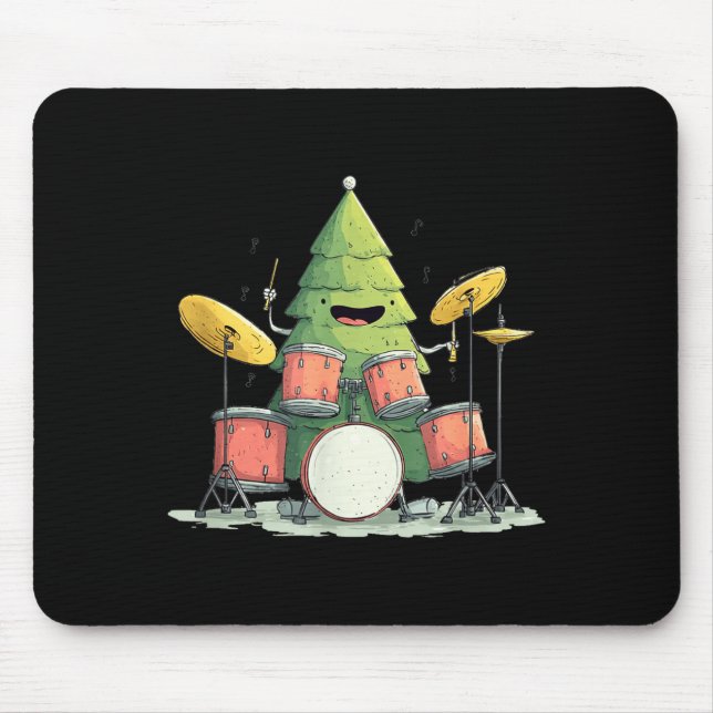 Mousepad Awesome Xmas Tree With Drums For Rocking Christmas (Frente)