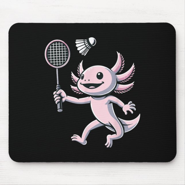 Mousepad Axolote Jogador de Badminton Esporte de Peteca  (Frente)