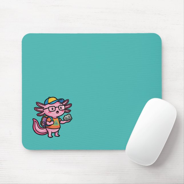 Mousepad Axolote Nerd Sarcástico Eu Faço Perguntas de Axolo (Com mouse)