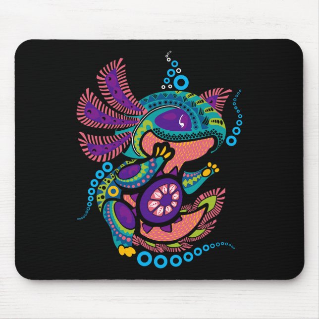Mousepad Axolotl Art Aztec Mexicano Salamander Cinco México (Frente)