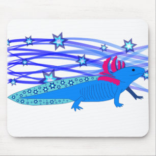 Mousepad Axolotl azul com estrelas
