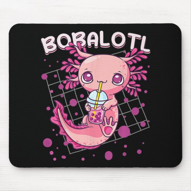 Mousepad Axolotl Boba Tea Bubble Tea Kawaii Anime Japonês (Frente)