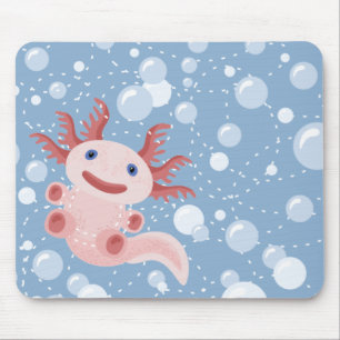 Mousepad Axolotl e o design corajoso do vetor das bolhas