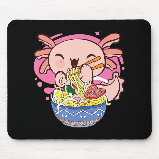 Mousepad Axolotl Ramen Kawaii Japonês Anime Noodle Gift Ki (Frente)