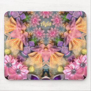 Mousepad AYLA ~ Pink Blue Yellow Bling Padrão