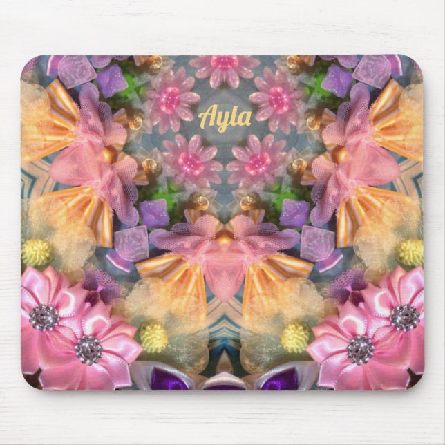 Mousepad AYLA ~ Pink Blue Yellow Bling Padrão (Frente)