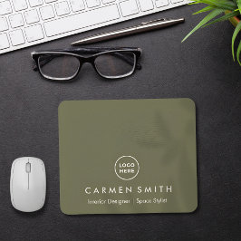 Mousepad Azeitona Verde Personalizada Moderna com Logotipo