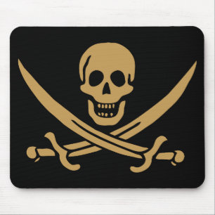 Mousepad Aztec Dourado Crânio e Cutlass Pirata Calico Jack