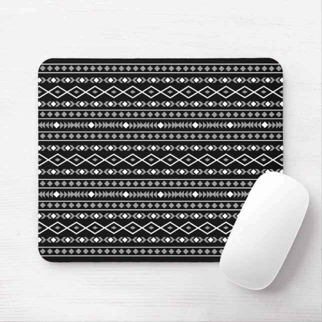 Mousepad Aztec Formas Padrão Cinza Preto Branco (Com mouse)
