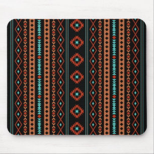 Mousepad Aztec Rusts Teal Black Mixed Motifs V Padrão