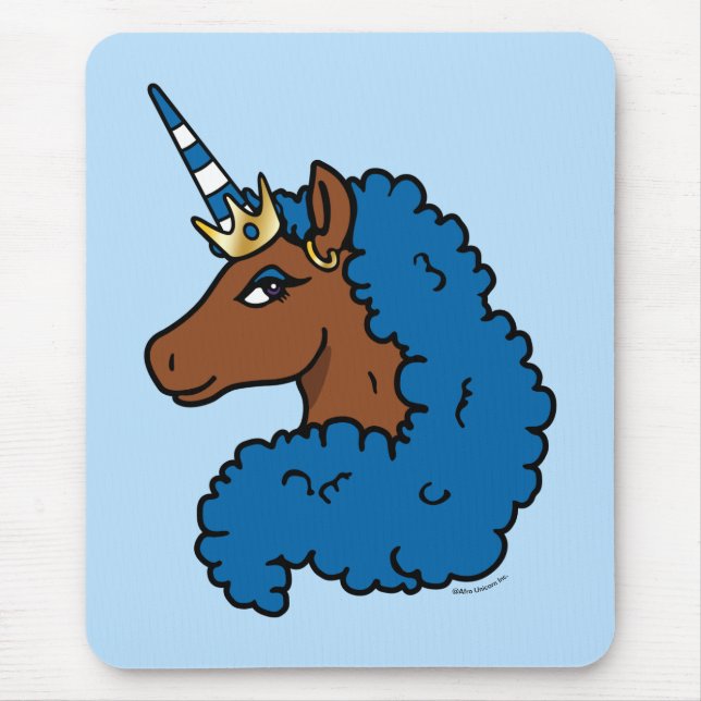 Mousepad Azul Afro Unicorn (Frente)