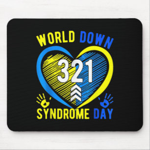 Mousepad Azul Amarelo 21 Síndrome Mundial para Baixo Consci