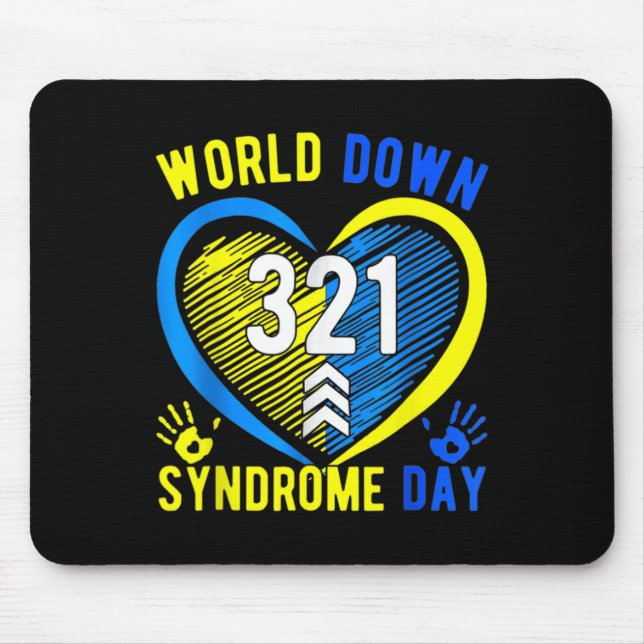 Mousepad Azul Amarelo 21 Síndrome Mundial para Baixo Consci (Frente)
