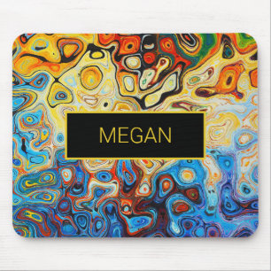 Mousepad Azul amarelo alaranjado conhecido moderno da arte