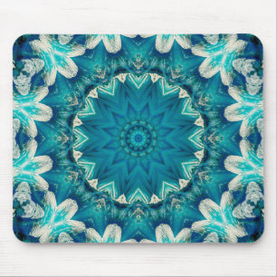 Mousepad Azul Aqua Mandala Rosette Retro Hippie
