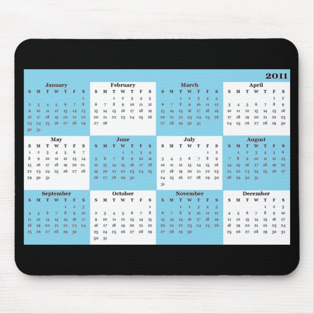 Mousepad azul calendário 2011 (Frente)