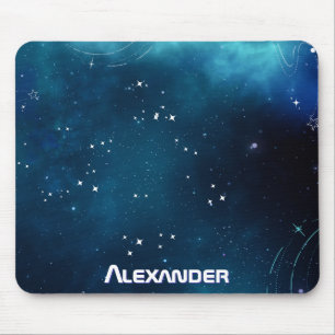 Mousepad Azul Celestial Profundo Espaço Cósmico Galáxia
