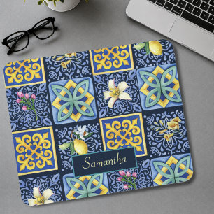 Mousepad Azul Chic citrino siciliano Mediterrâneo