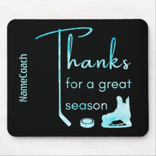 Mousepad Azul congelado - Obrigados Treinador de hóquei