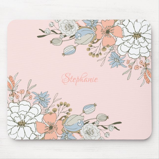Mousepad Azul Cor-de-rosa azul esbranquiçado Personalizado (Frente)