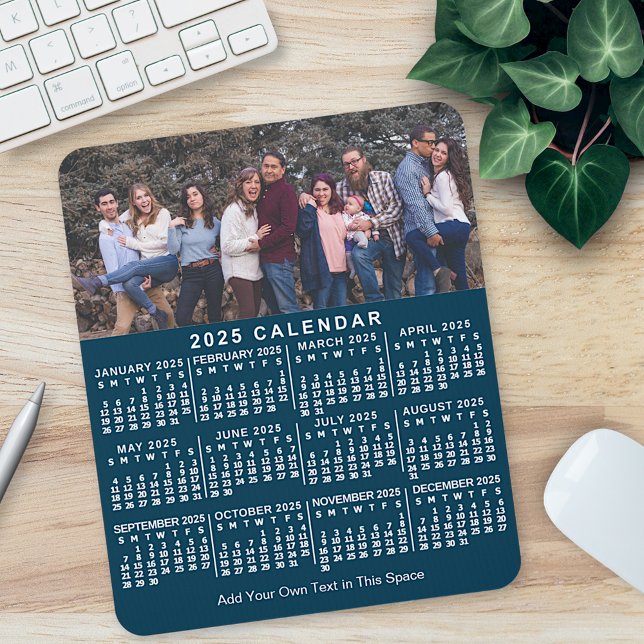 Mousepad Azul de Calendário 2023 - Nome de Foto Personaliza (Criador carregado)