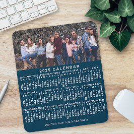 Mousepad Azul de Calendário 2023 - Nome de Foto Personaliza
