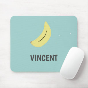 Mousepad Azul de desenho de banana amarela personalizado