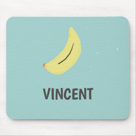Mousepad Azul de desenho de banana amarela personalizado