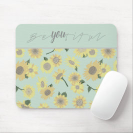 Mousepad Azul De Girassol Amarelo Seja Seu Padrão Floral