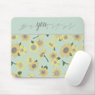 Mousepad Azul De Girassol Amarelo Seja Seu Padrão Floral