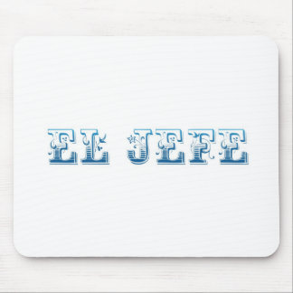 Mousepad Azul do azul de Floreado do logotipo do EL Jefe