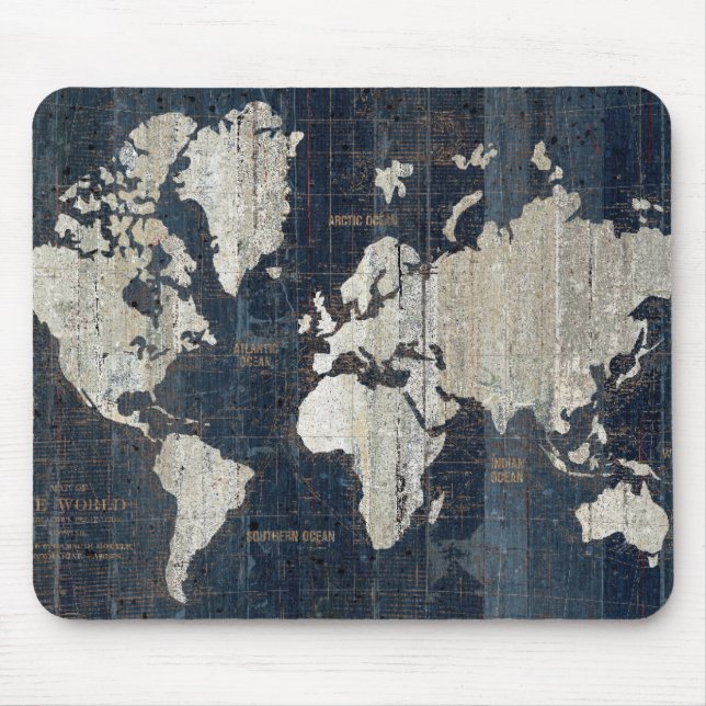 Mousepad Azul do mapa de Velho Mundo (Frente)
