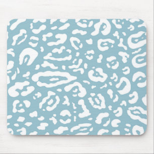 Mousepad Azul e Branco Chic Guepardo Leopardo Estampa Anima