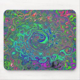 Mousepad Azul e Chartreuse Trippy Redemoinho Líquido Retrô