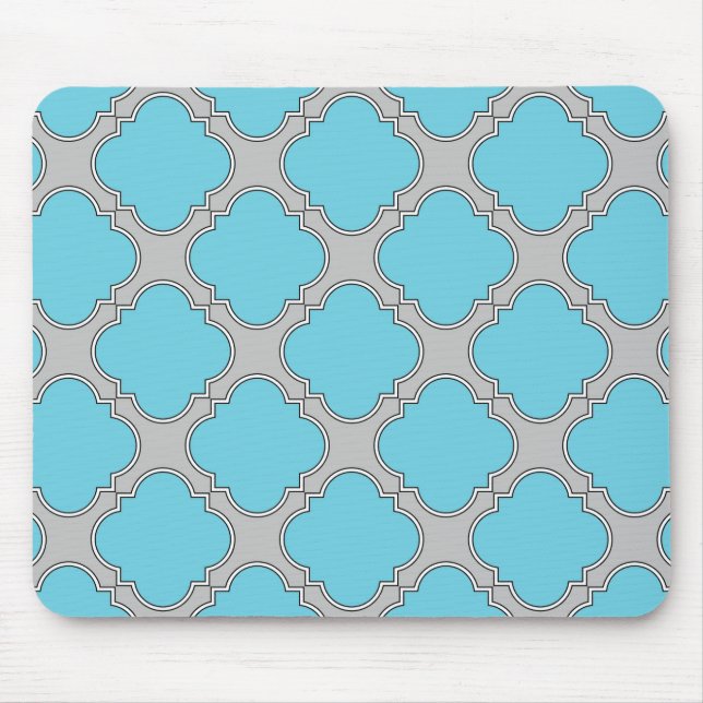 Mousepad Azul e cinza de Quatrefoil (Frente)