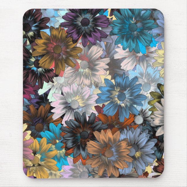 Mousepad Azul e marrom floral (Frente)
