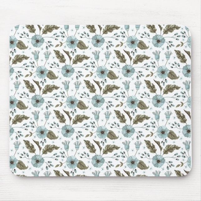 Mousepad Azul e Verde Floral (Frente)