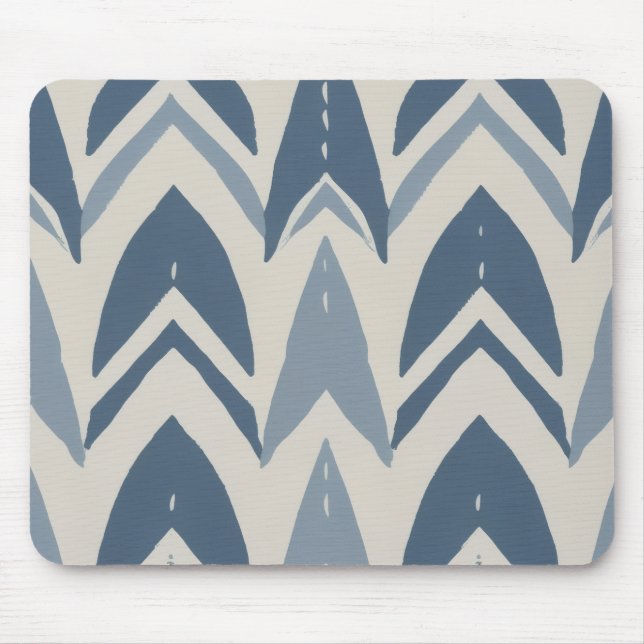 Mousepad Azul empoeirado Batik Parang Chevron Geométrico Co (Frente)