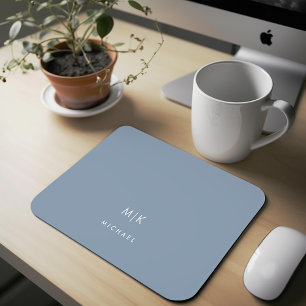 Mousepad Azul empoeirado Monograma moderno