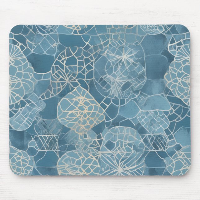 Mousepad Azul Empoeirado Treliça Abstrata (Frente)